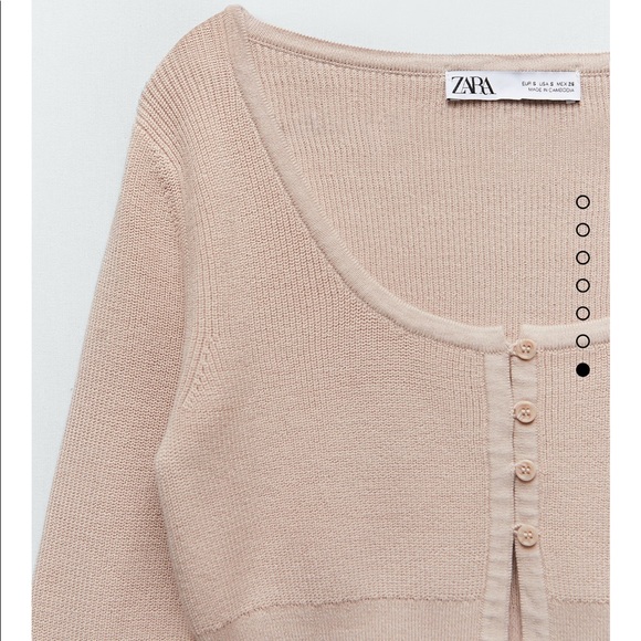 Zara crop knit cardigan small NWT beige nude - Picture 6 of 6